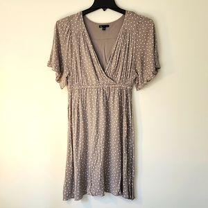 Gap V Neck Dress Gray Grey White Polka Dot Medium